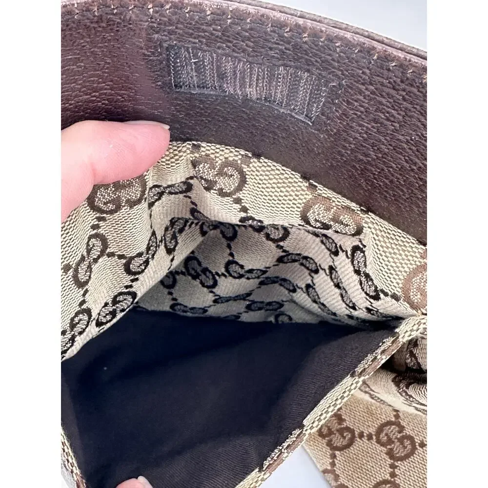 Gucci GG Canvas Belt Bag 28566 Beige Brown Canvas/Leather Made in Italy